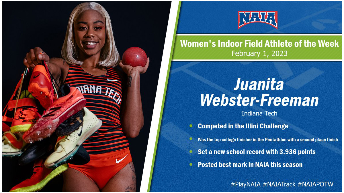 Indiana Tech's Webster-Freeman named NAIA Women's Indoor Field Athlete of the Week