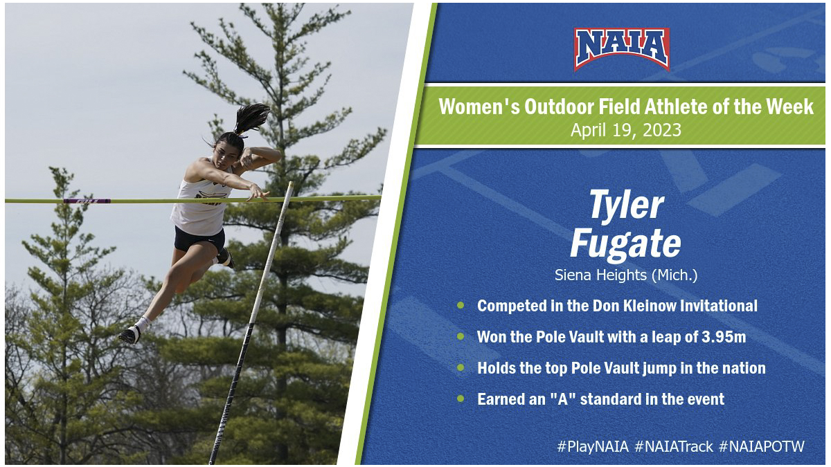 SHU's Fugate Earns NAIA National Field Athlete of the Week for Women's Outdoor