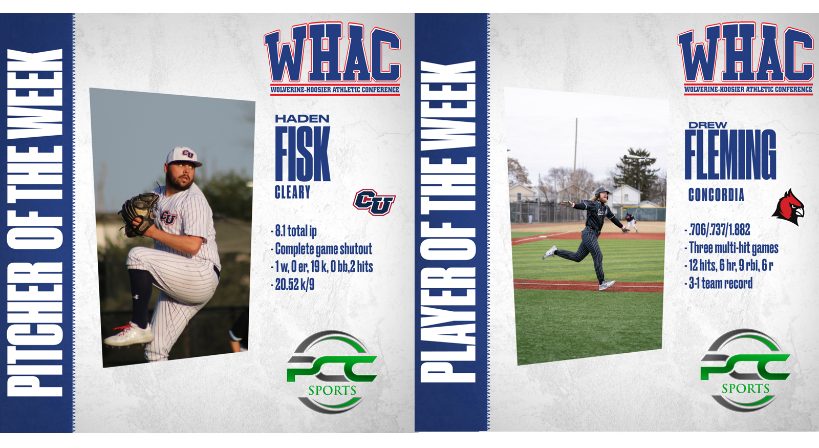 Fisk and Fleming named Players of the Week