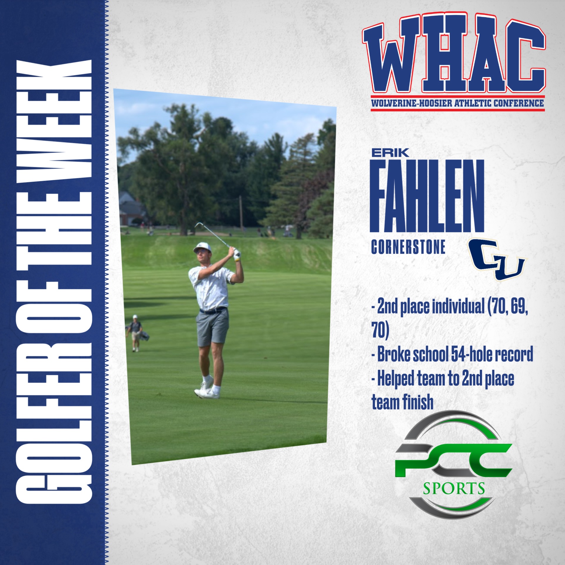 Fahlen Named WHAC Men's Golfer of the Week