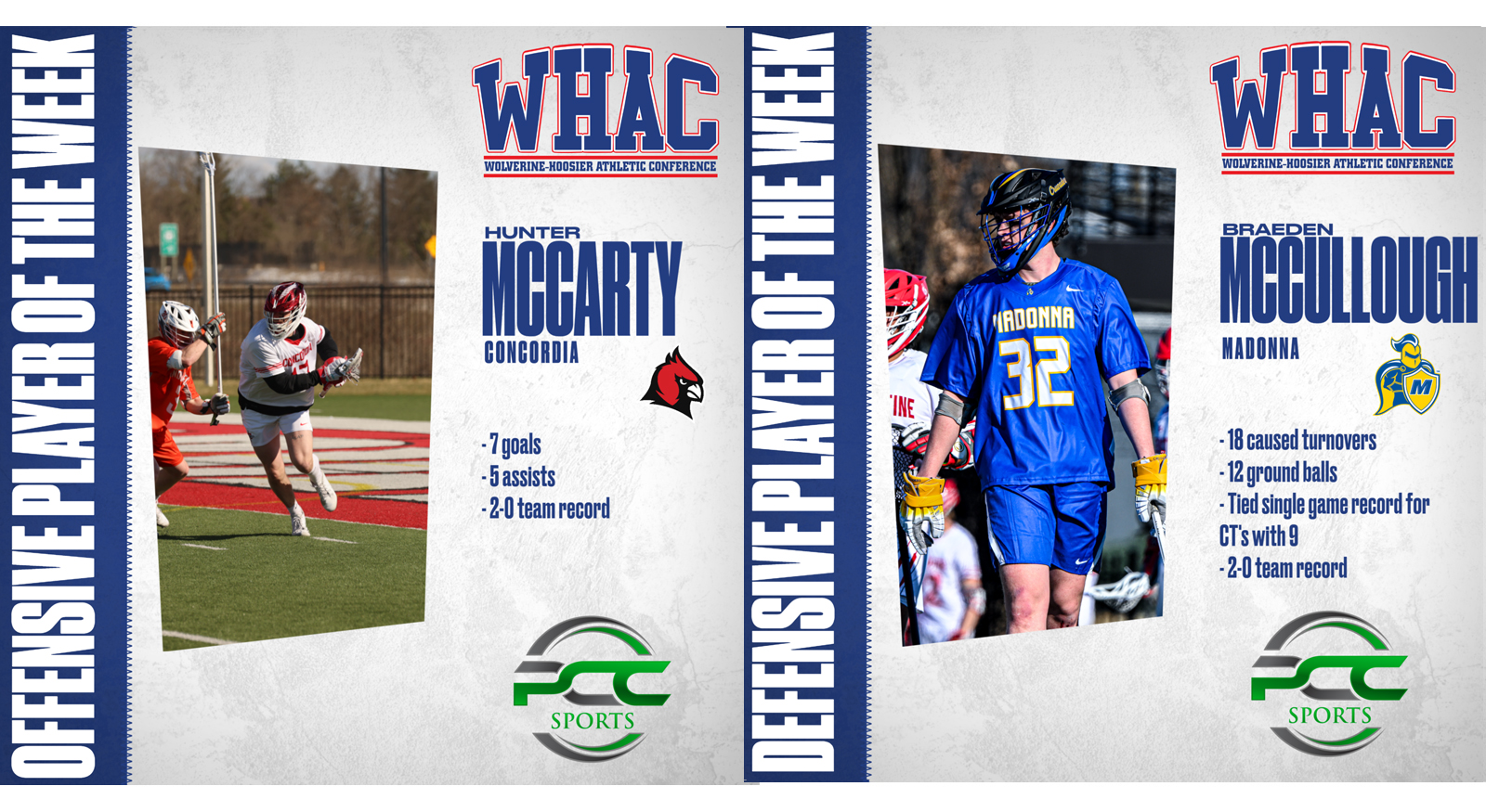 McCullough and McCarty earn Player of the Week
