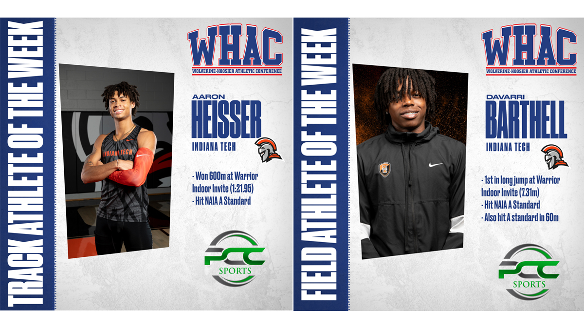 Heisser and Barthell Earn Indiana Tech a Sweep of Weekly Honors