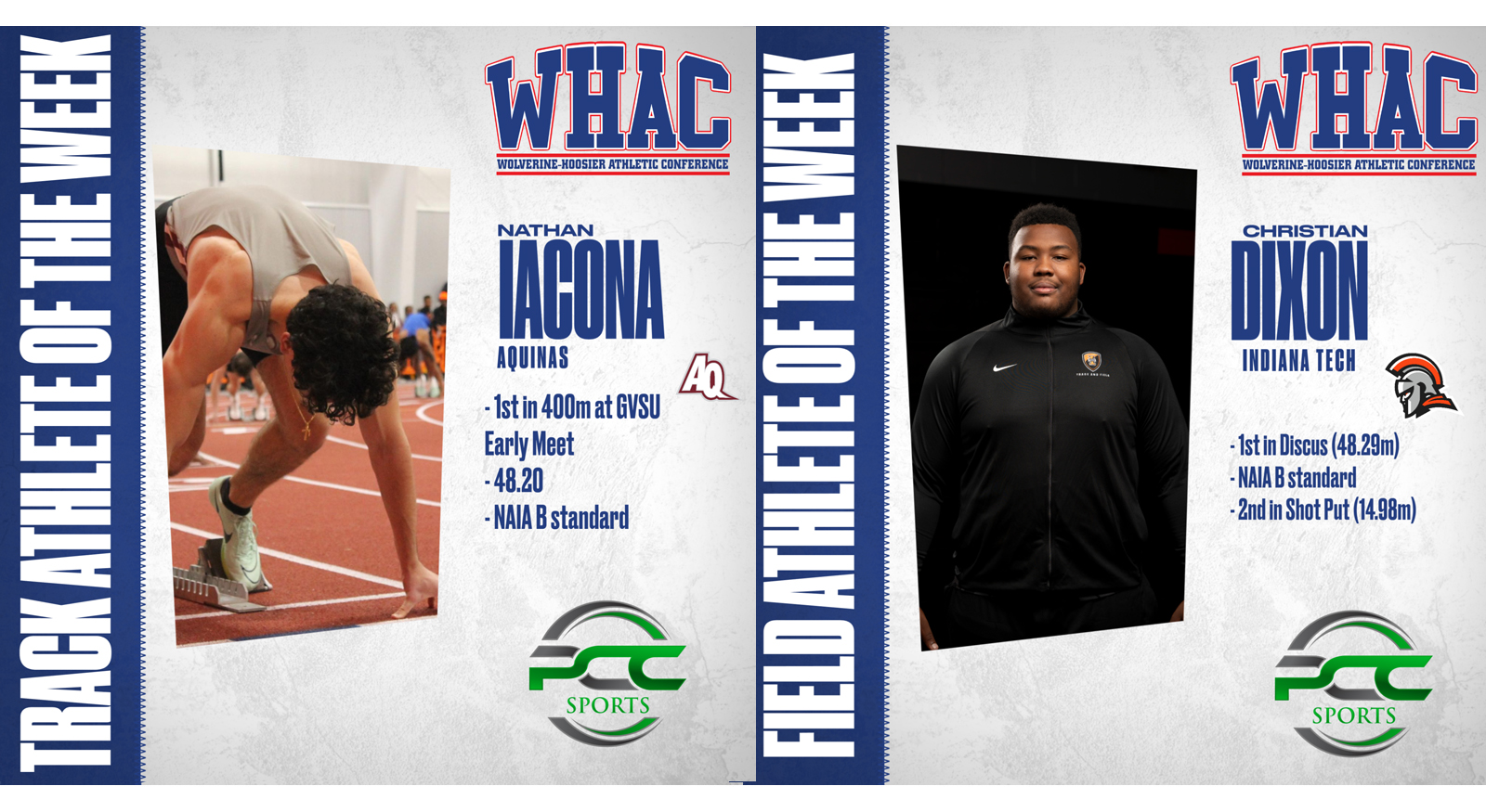 Iacona and Dixon named Athletes of the Week