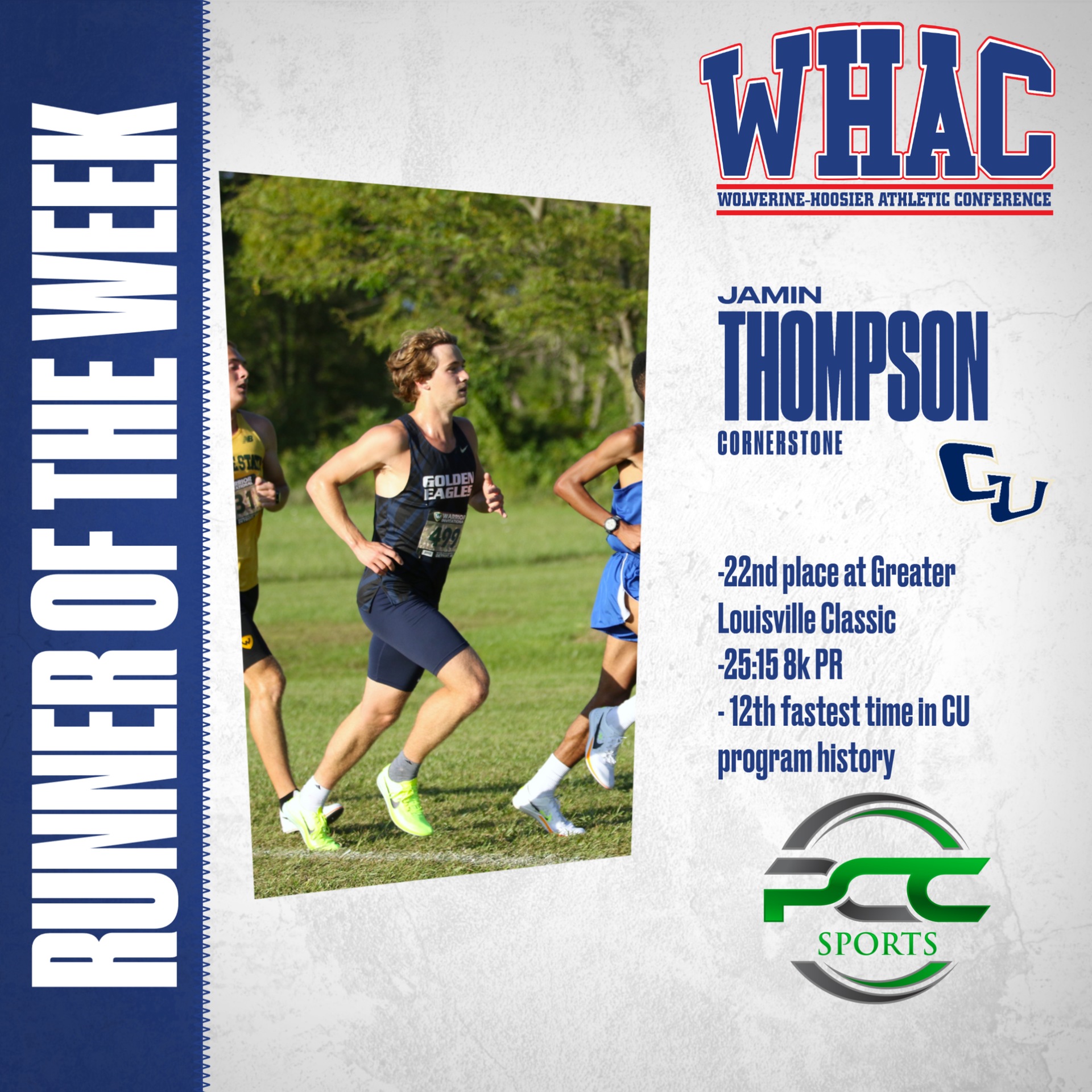 Cornerstone's Thompson repeats as NAIA Runner of the Week