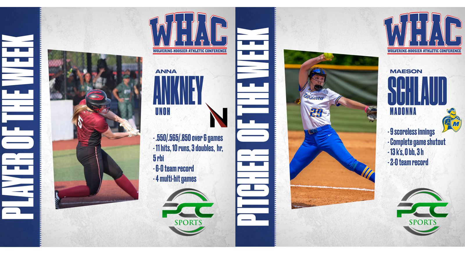 Schlaud and Ankney Earn Player of the Week Honors