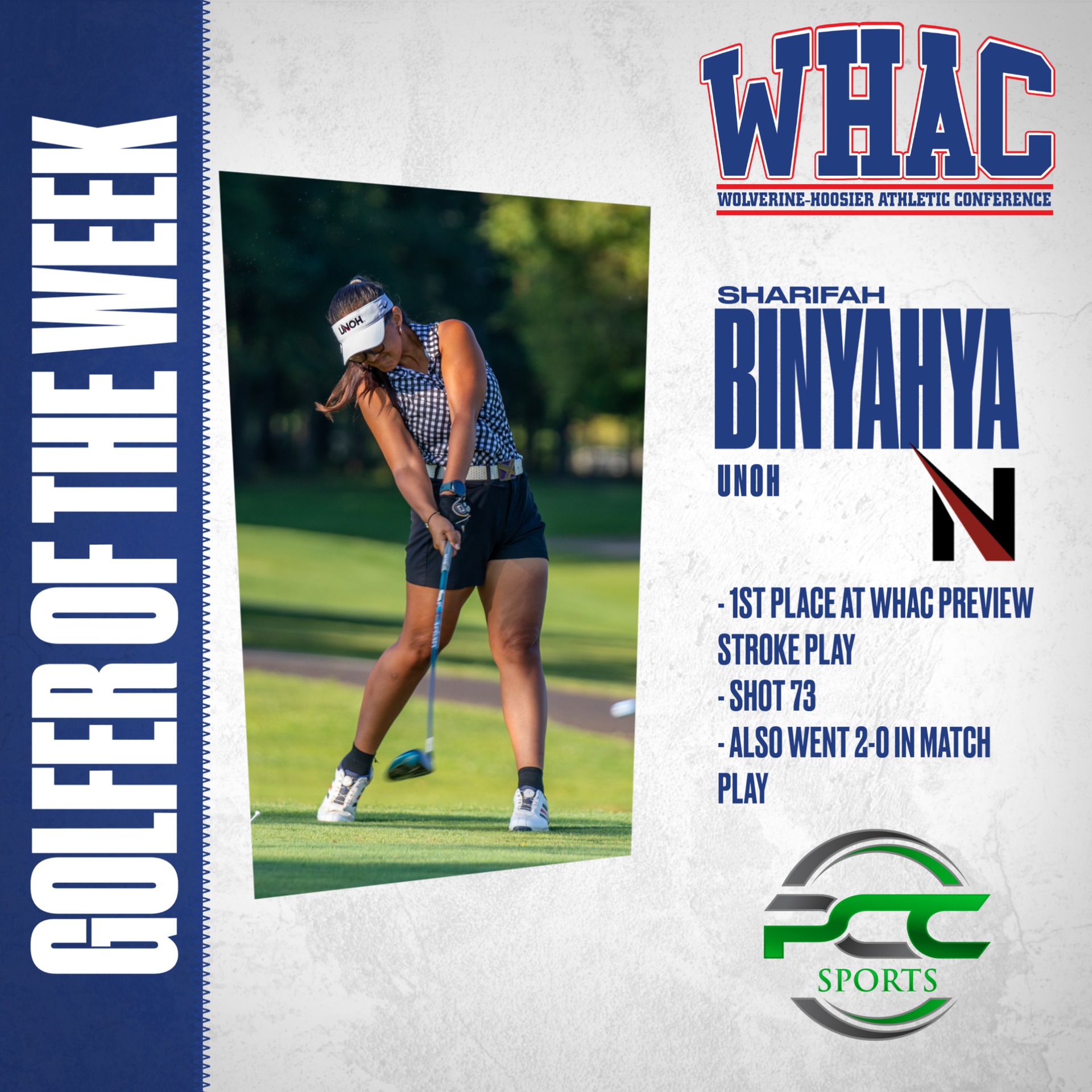 UNOH's Binyahya Named WHAC Golfer of the Week