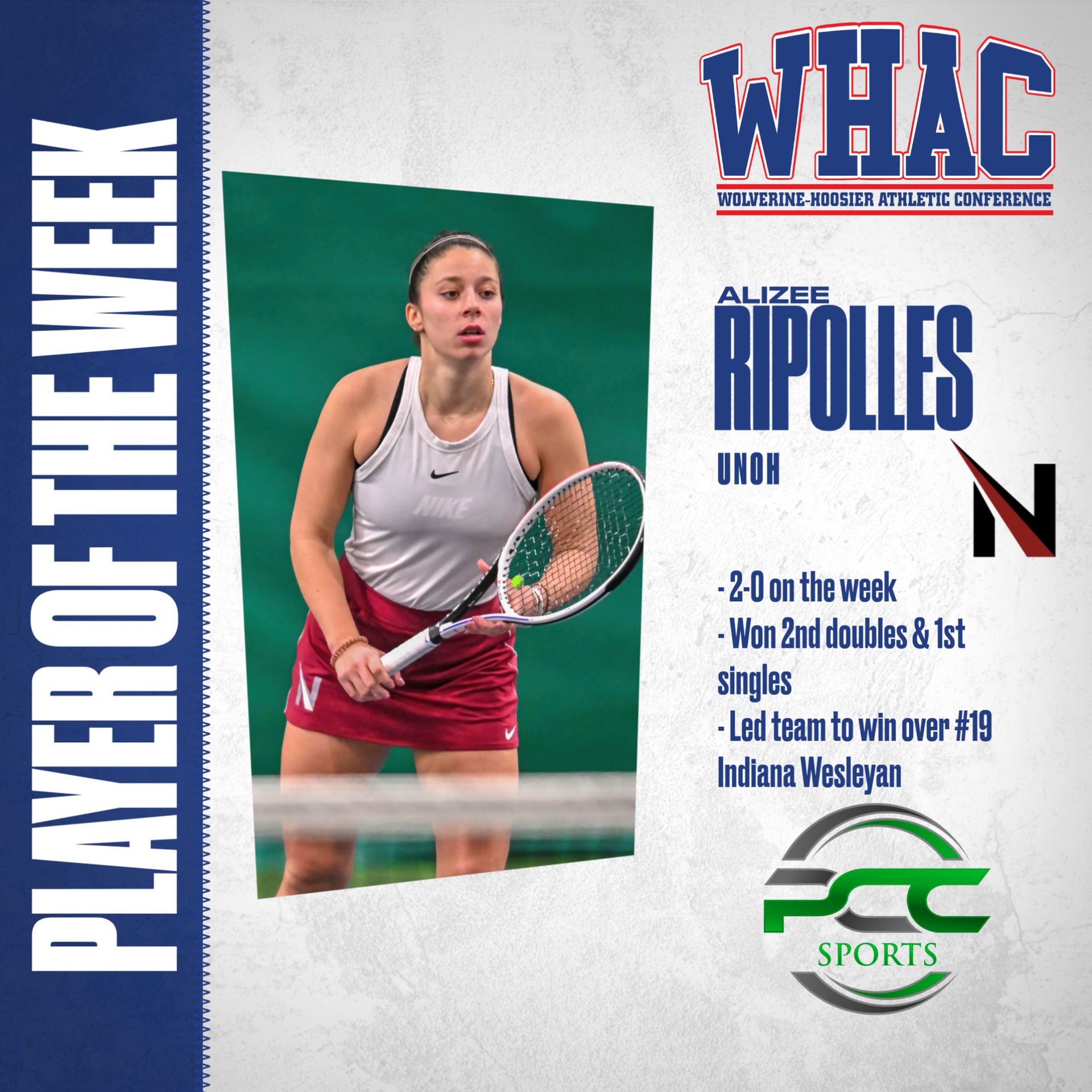 UNOH's Ripolles wins Player of the Week Honors