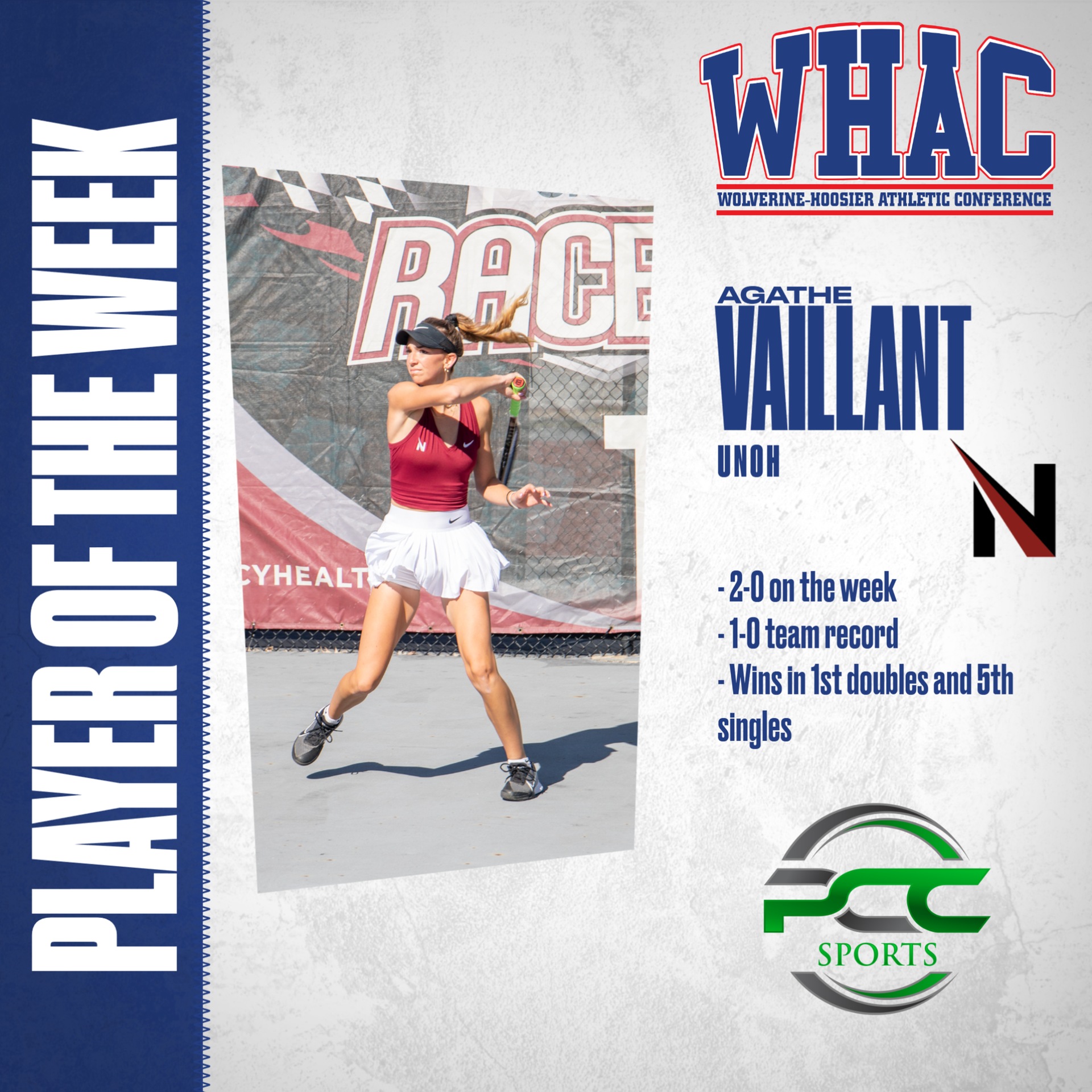 UNOH's Vaillant named player of the week