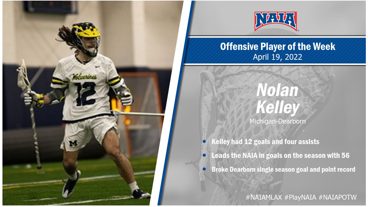 UM-Dearborn's Kelley Named NAIA MLAX Offensive Player of the Week