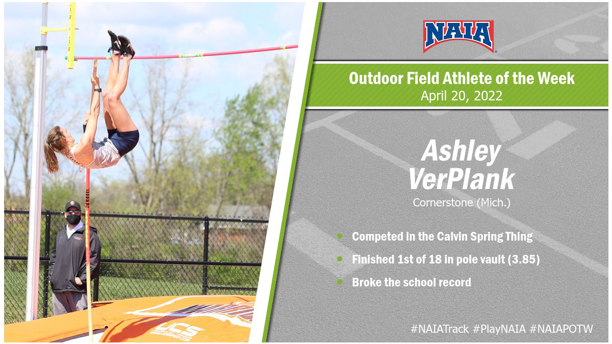 CU's VerPlank Named NAIA Women's Outdoor Field Athlete of the Week