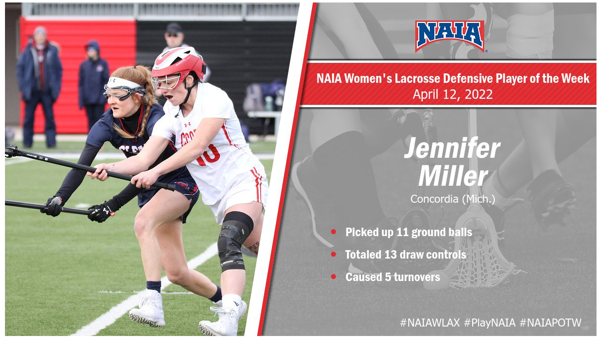 CUAA's Miller NAIA WLAX Defensive Player of the Week