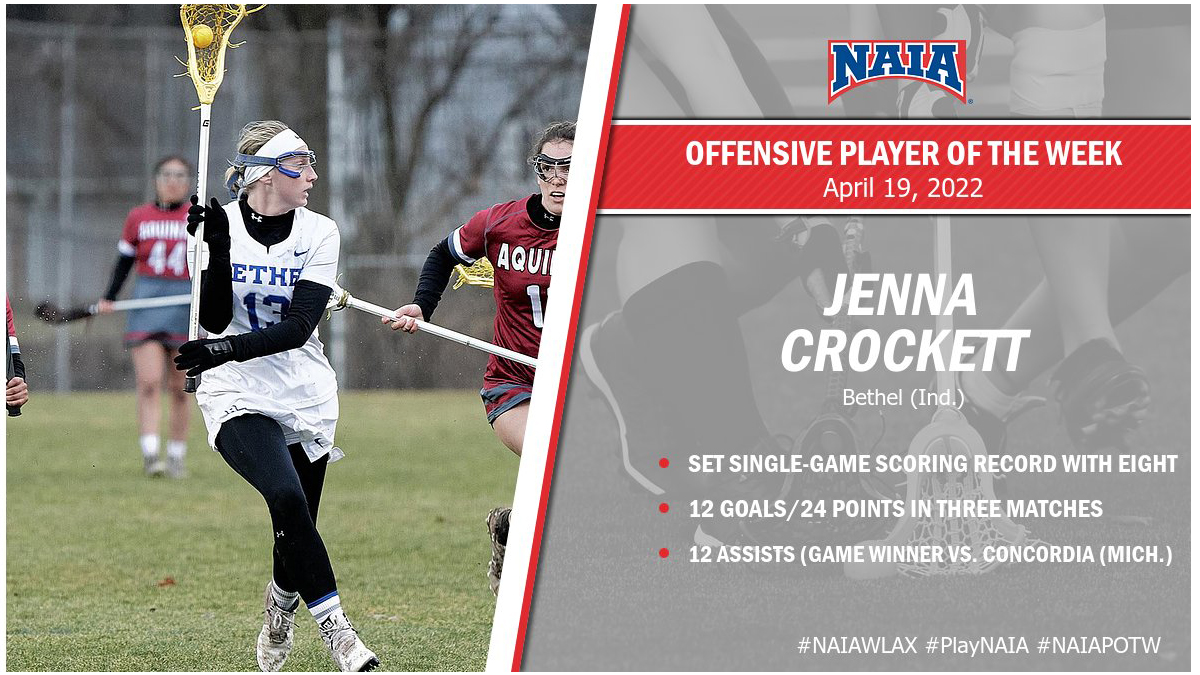 Bethel's Crockett Named NAIA WLAX Offensive Player of the Week