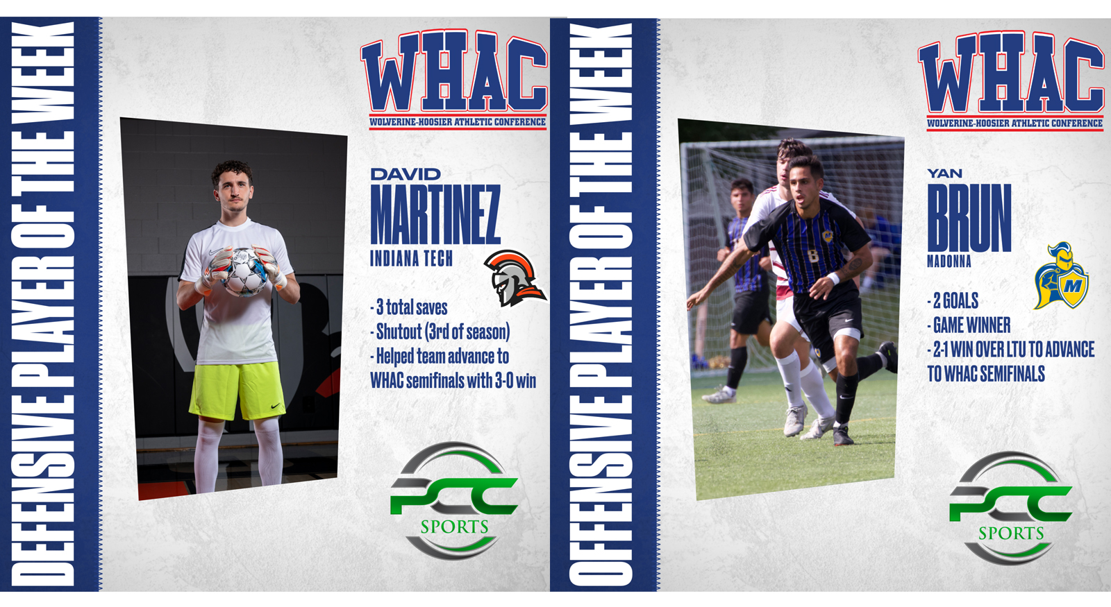 Martinez and Brun win Final WHAC MSOC Weekly Awards