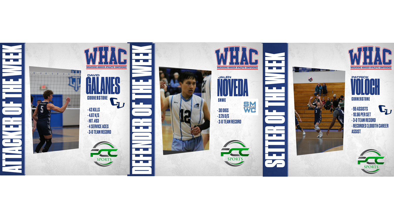Voloch, Noveda, Galanes win final Men's Volleyball Player of the Week honors