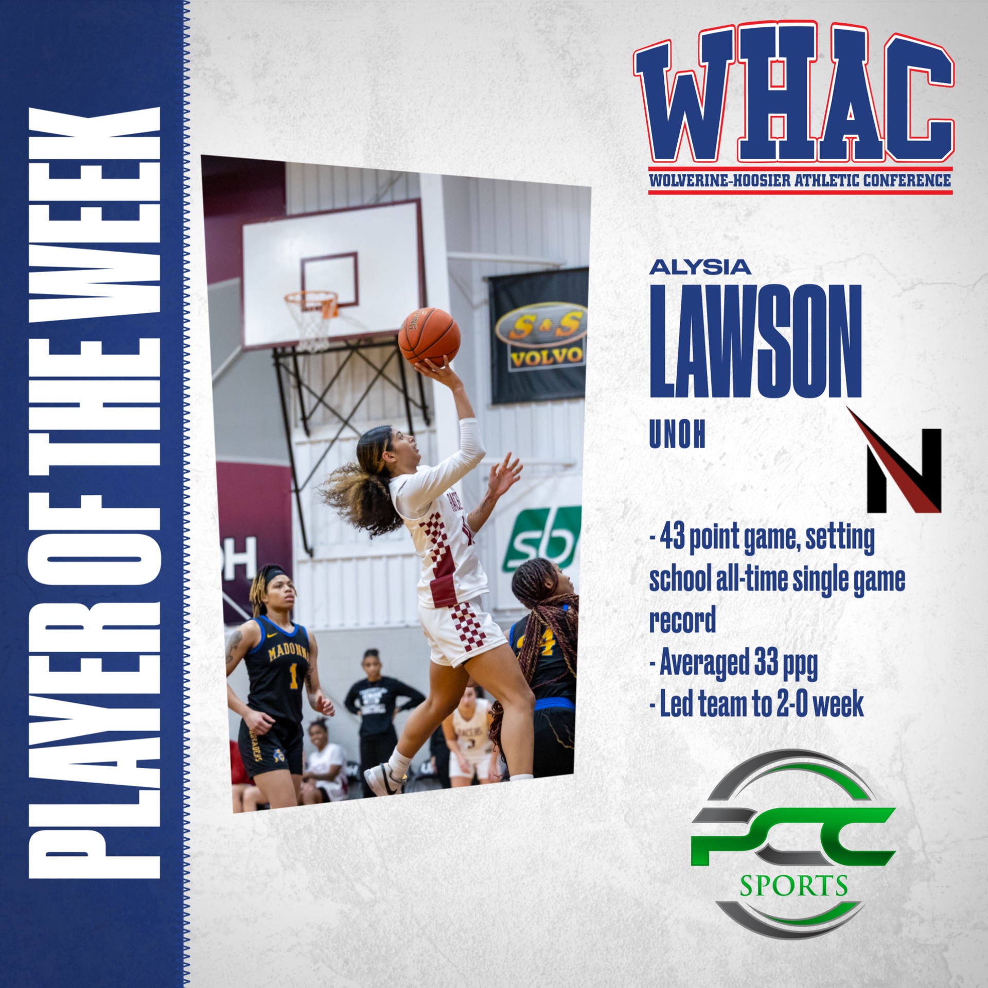 UNOH's Lawson Wins Player of the Week Honors