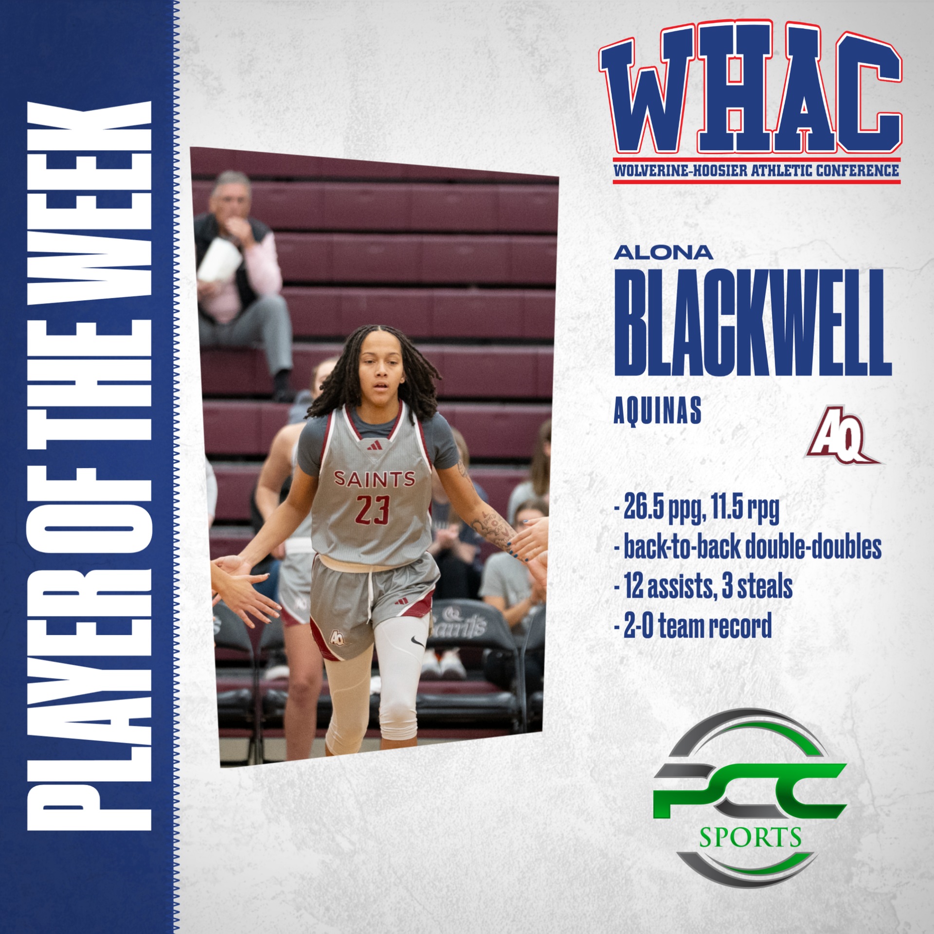 Aquinas' Blackwell named WHAC Player of the Week