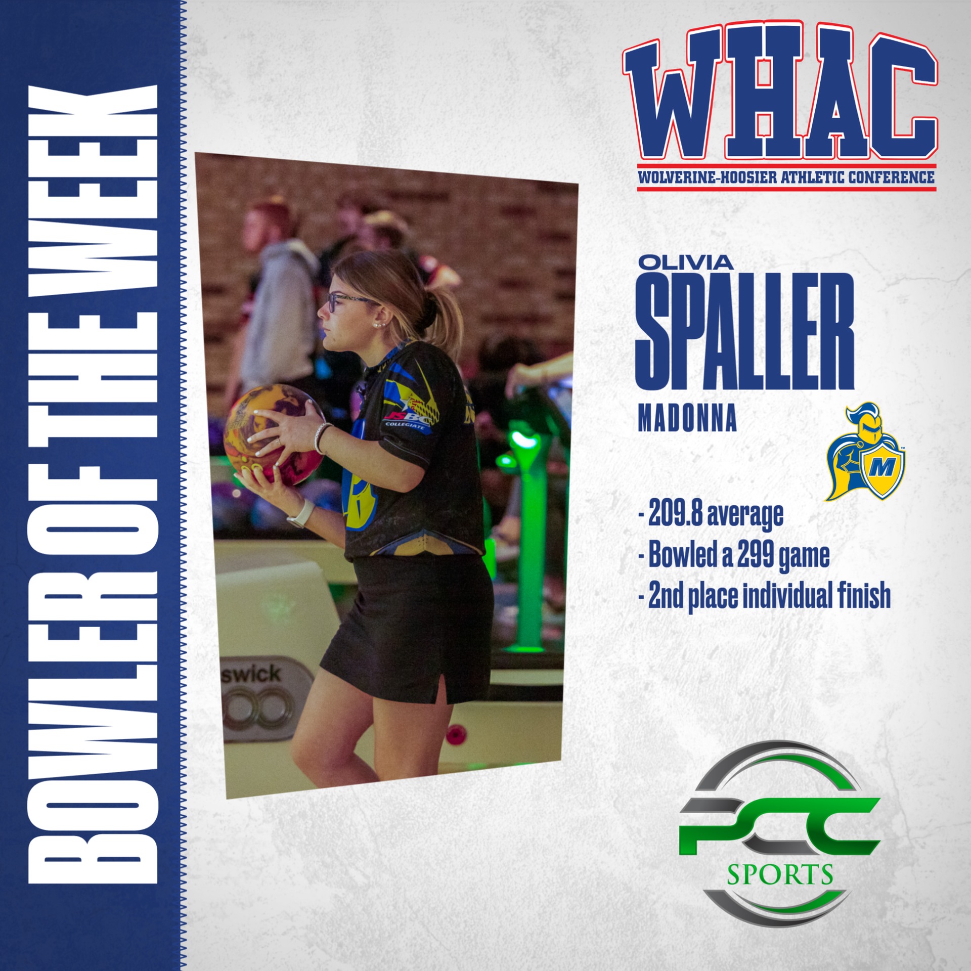 Madonna's Spaller named Women's Bowler of the Week