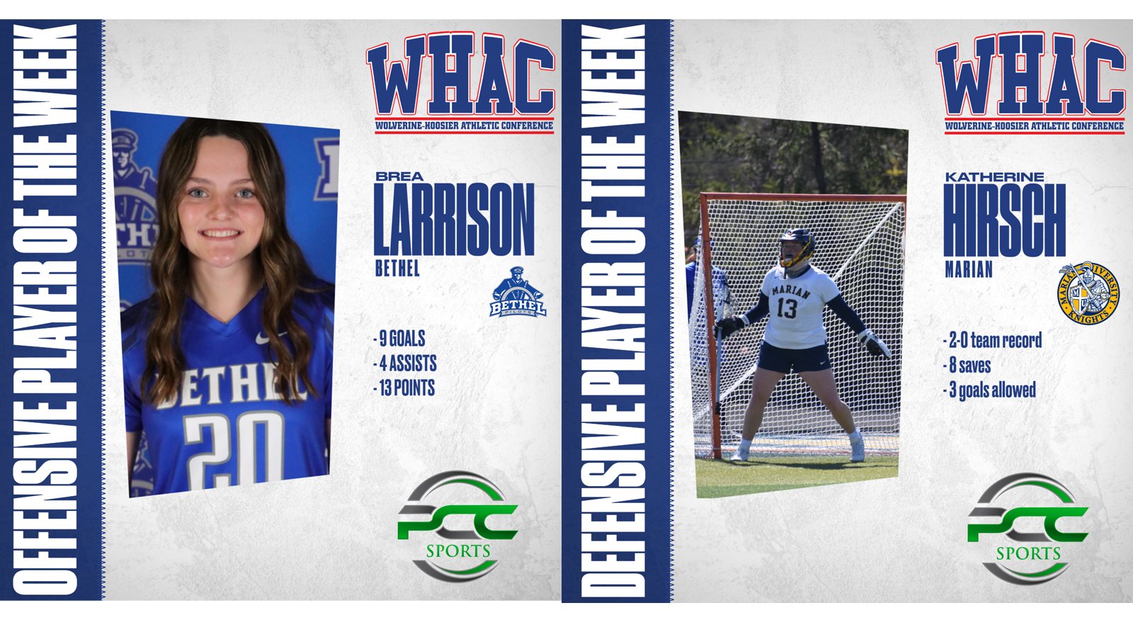 Larrison and Hirsch named WLAX Players of the Week