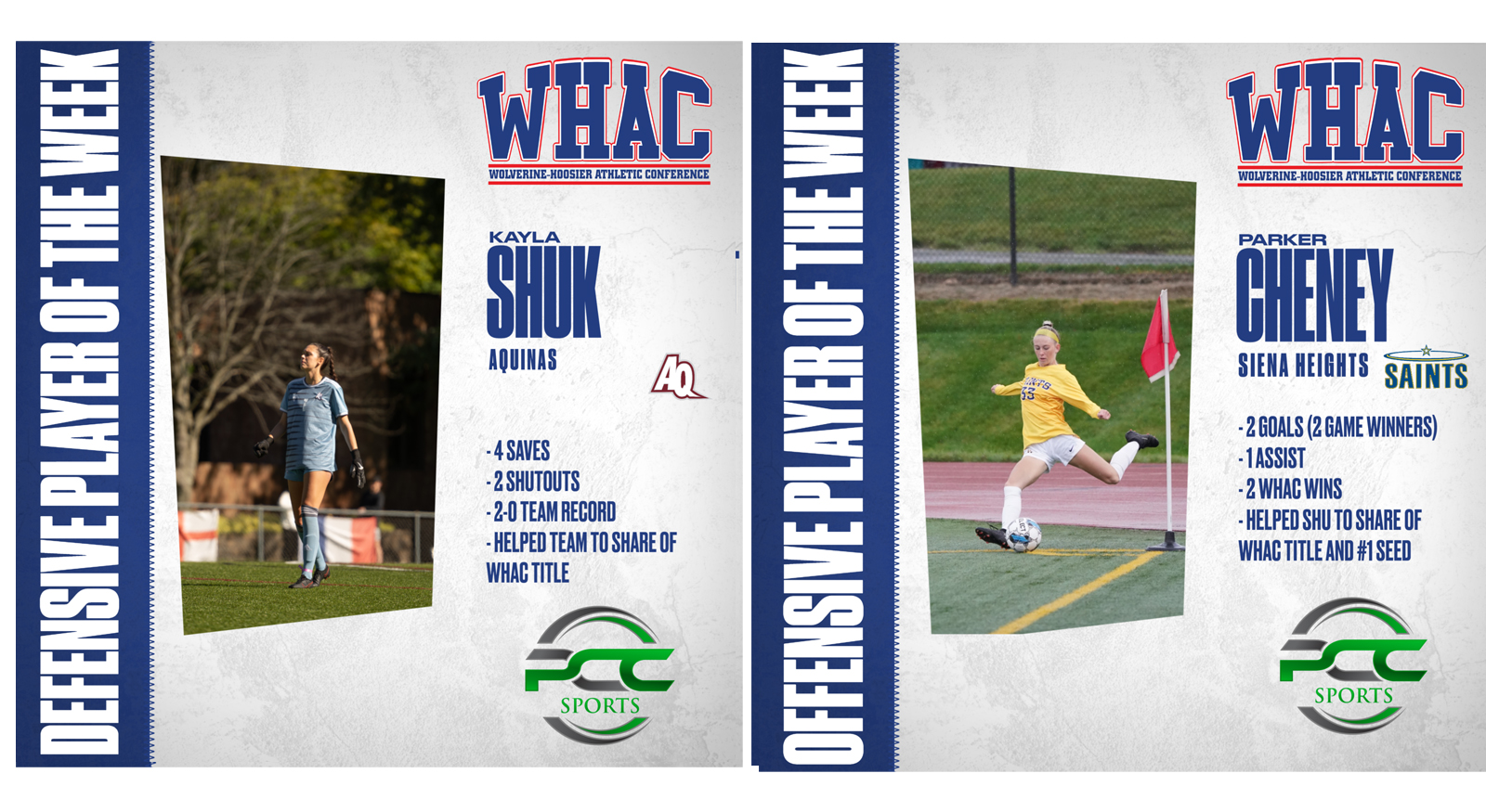 Shuk and Cheney win WHAC Weekly Honors