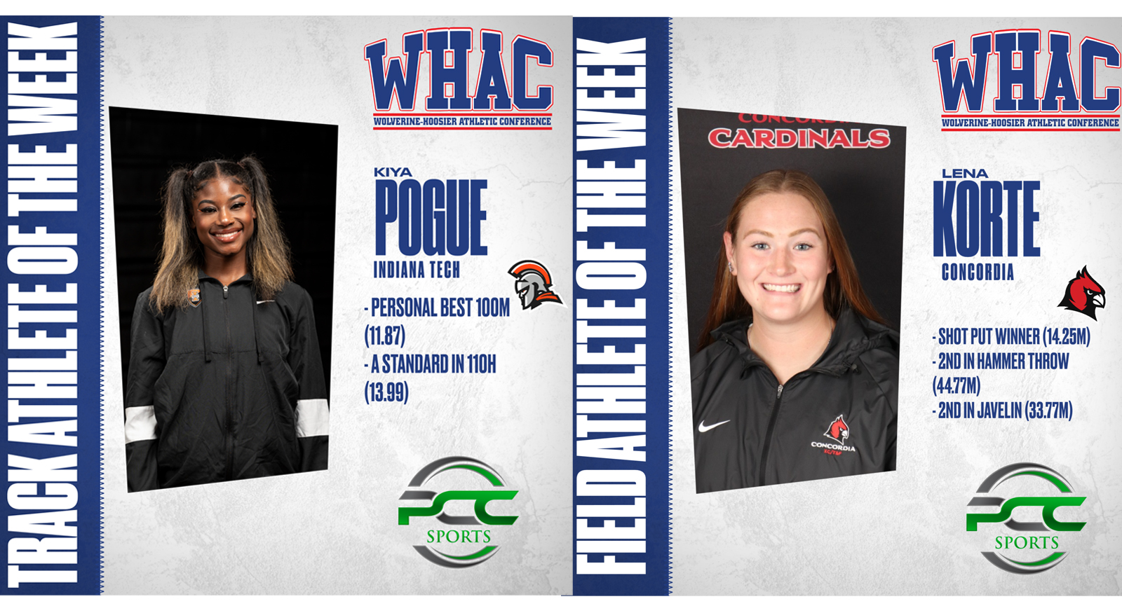 Korte an Pogue named Track Athletes of the Week