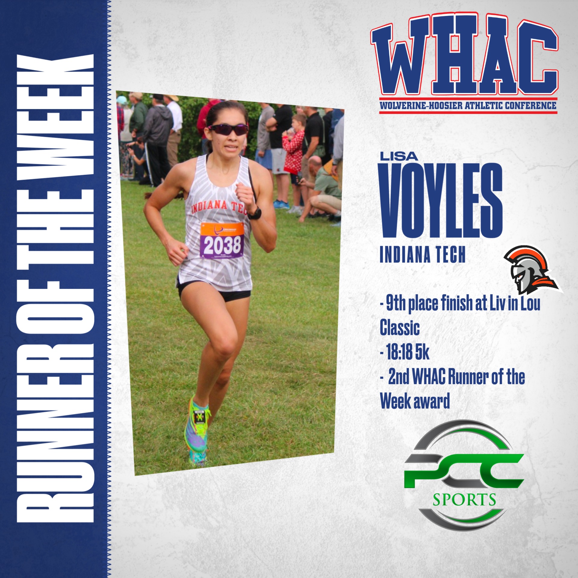 Indiana Tech's Voyles named WHAC Runner of the Week